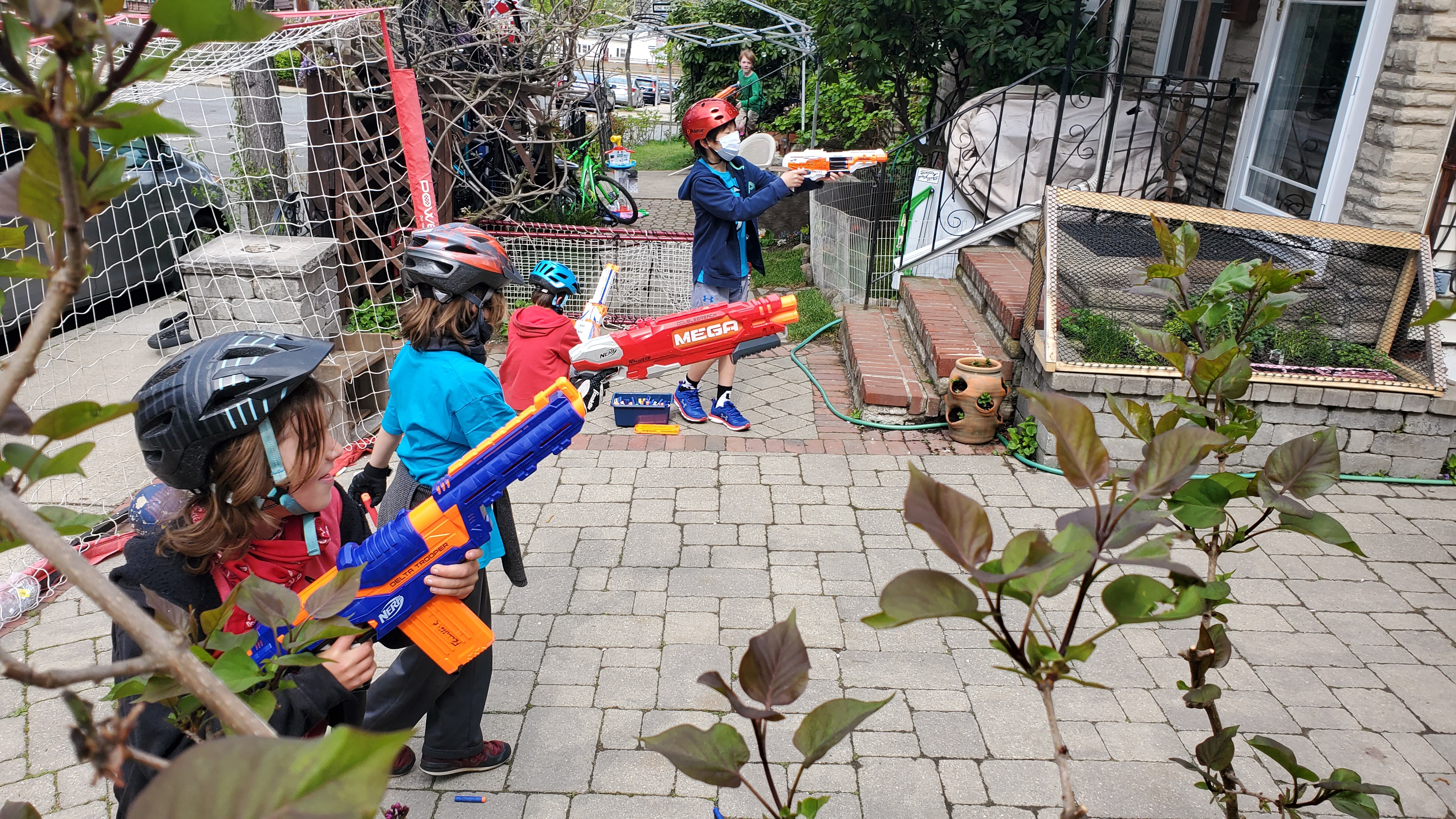 Nerf war on the pandemic birthday bicycle parade